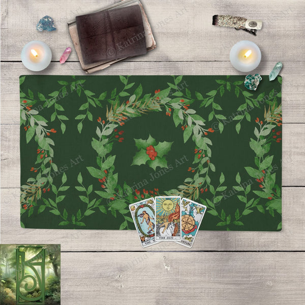 Holly Yule Altar Cloth Tarot Rectangle Rec