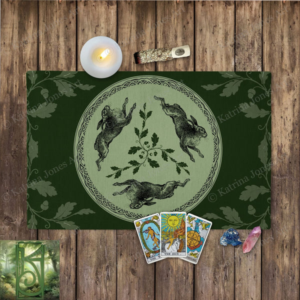 Celtic Hare Altar Cloth Rabbit Decor Witch Pagan Cotton Twill Rec