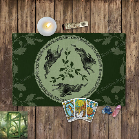 Celtic Hare Altar Cloth Rabbit Decor Witch Pagan Cotton Twill Rec