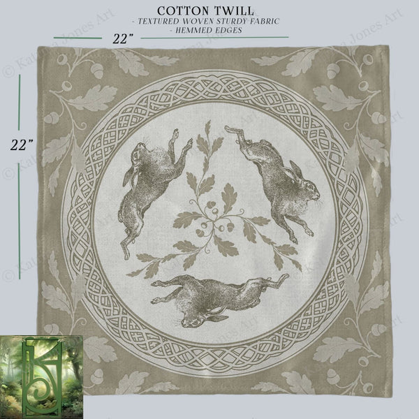 a picture of a table cloth with rabbits on it