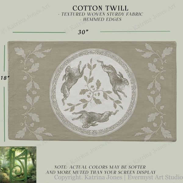 a picture of a placemat with a picture of rabbits on it