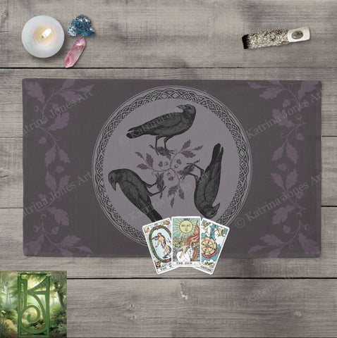 Tarot Cloth Altar Celtic Raven Nordic Pagan Decor Rec