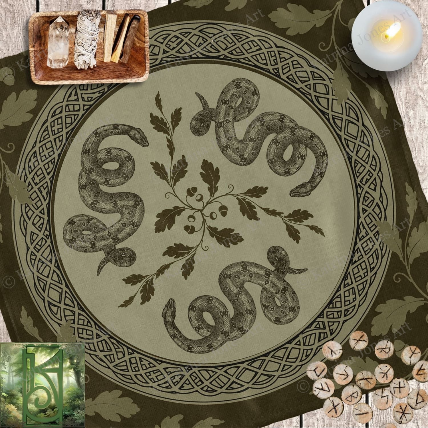 a picture of a table with a snake on it