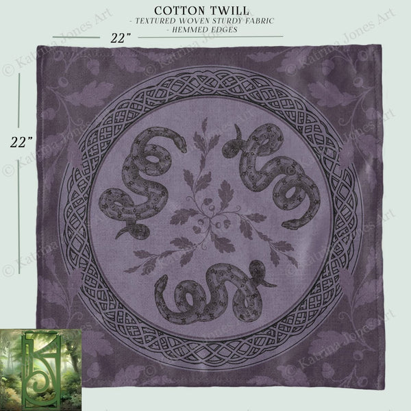 a purple and black square with a snake on it