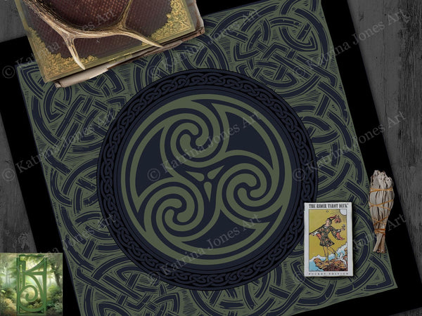 Celtic Altar Tarot Cloth - Dark Triskelle Design Square