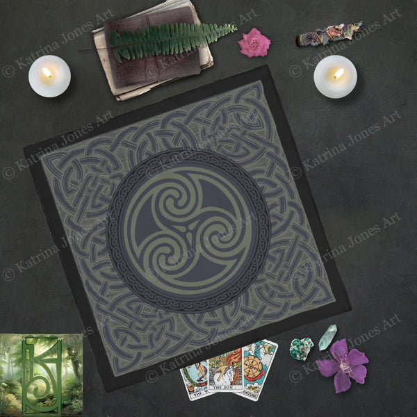 Celtic Altar Tarot Cloth - Dark Triskelle Design Square