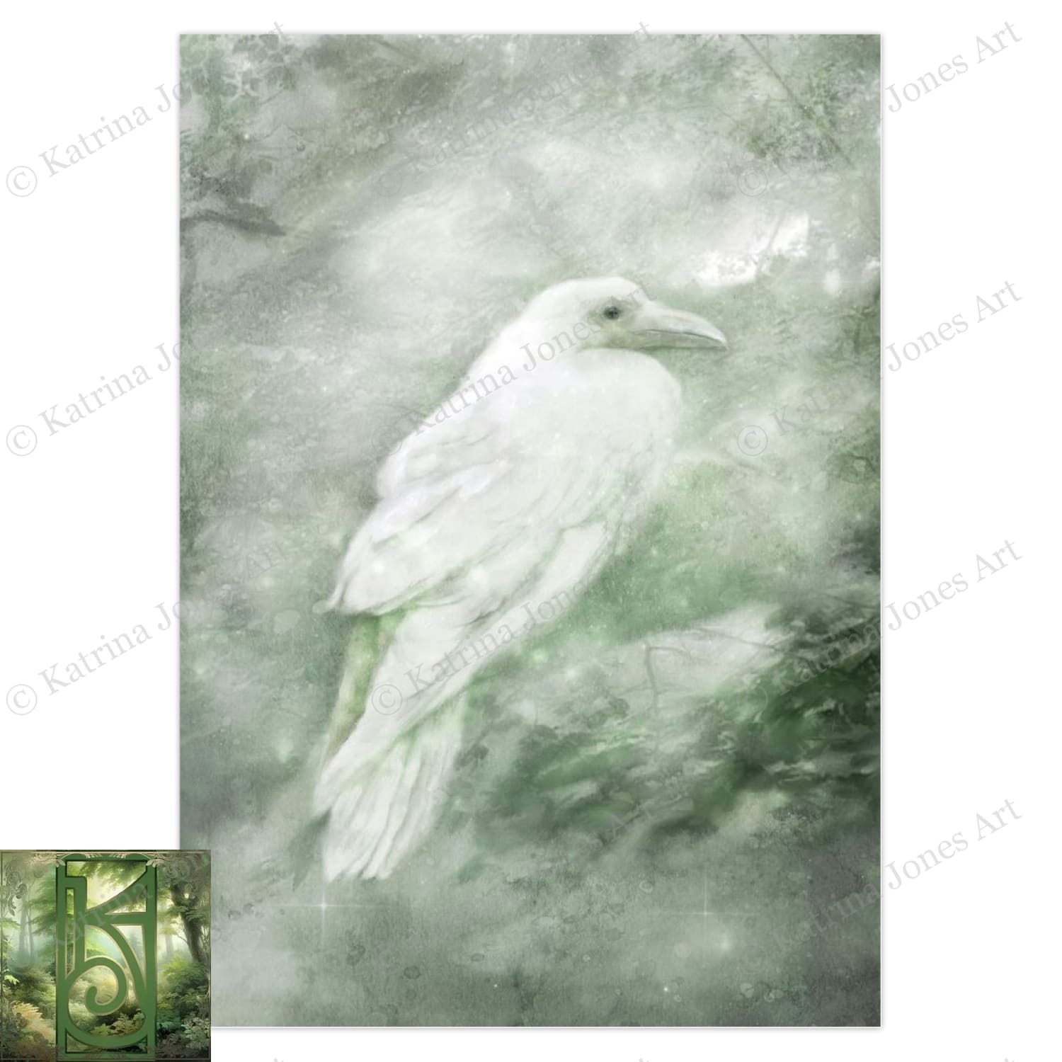 Celtic White Raven Greeting Card Fantasy Mystical Blank Notecard 10 Cards
