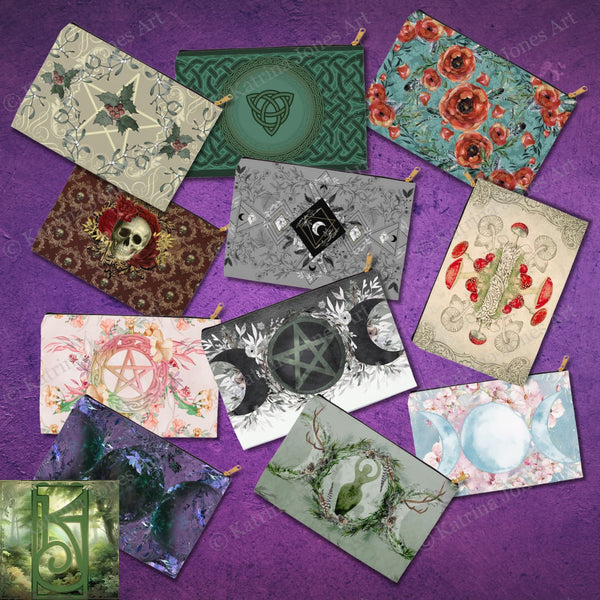 Vintage Triskelle Accessory Zippered Pouch Purse Tarot Oracle Deck Makeup Zip Cosmetic Bag Celtic