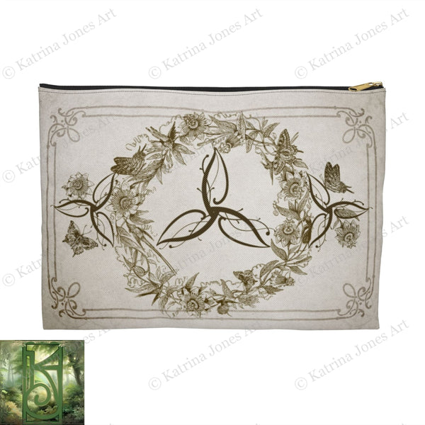 Vintage Triskelle Accessory Zippered Pouch Purse Tarot Oracle Deck Makeup Zip Cosmetic Bag Celtic