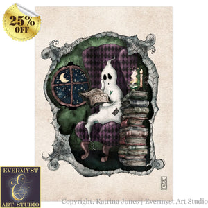 Cute Ghost Halloween Greeting Card Whimsical Spooky Illustrated Stationary 10 Cards