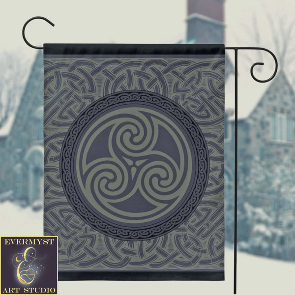 Dark Celtic Triskelle Garden Flag Double / 24.5X32.125 Inch