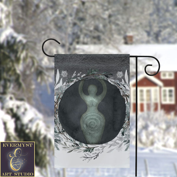 Dark Winter Triple Moon Goddess Garden Flag