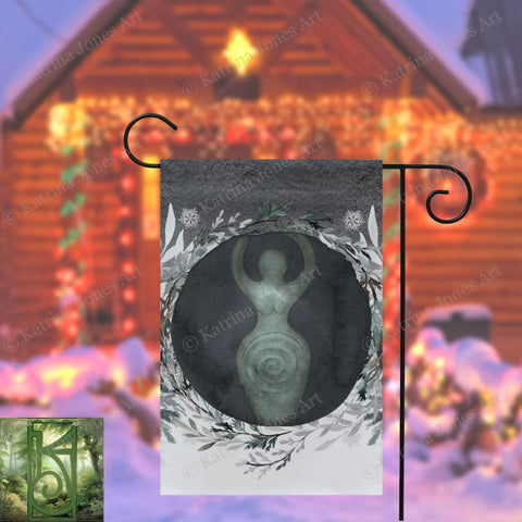 Dark Winter Triple Moon Goddess Garden Flag