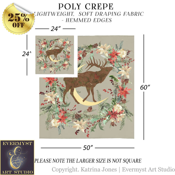 Deer Moon Altar Cloth - Yule Winter Fall Nature Decoration Tarot Mat Square