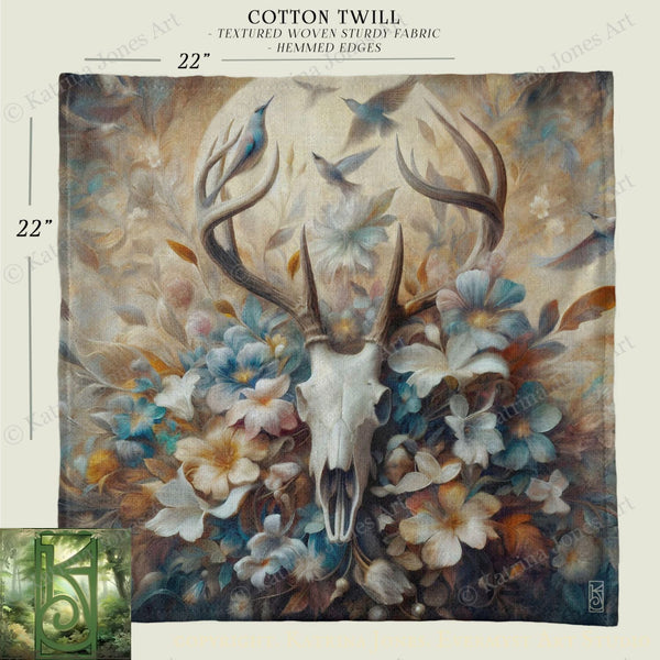 a painting of a deer skull with flowers on it