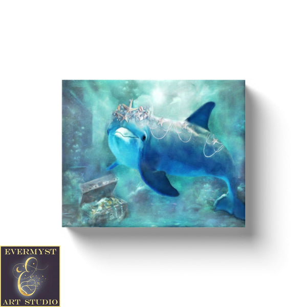 Dolphin Fantasy Painting Decor With Fairy Tale Theme 8 X 10 Canvas Art