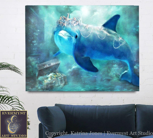 Dolphin Fantasy Painting Decor With Fairy Tale Theme Art