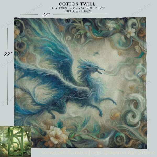Dragon Dream Blue Square Altar Cloth Tarot Mat Altar Cloth Square