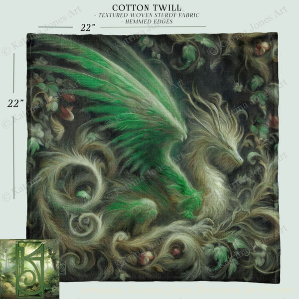 Dragon Dream Green Square Altar Cloth Tarot Mat Altar Cloth Square
