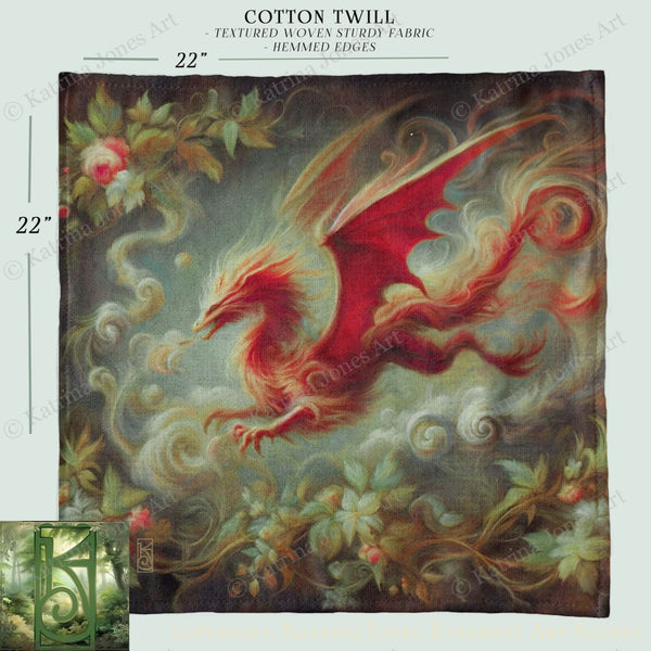 Dragon Dream Red Square Altar Cloth Tarot Mat Altar Cloth Square