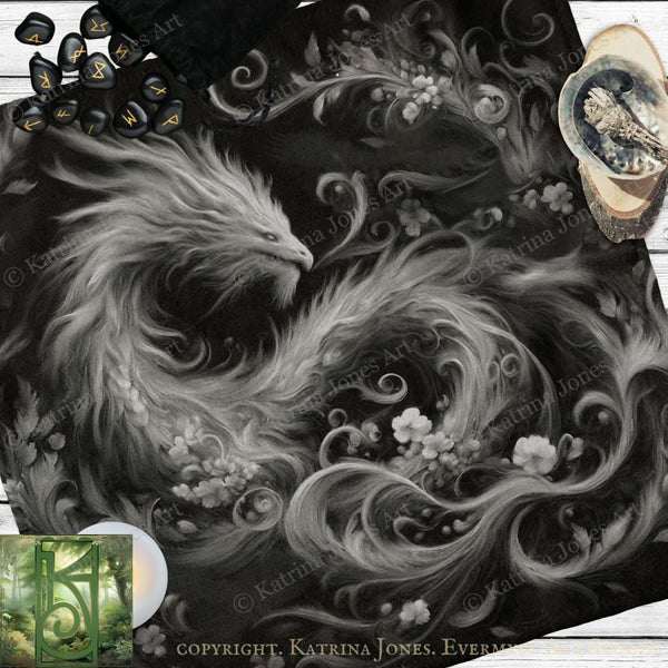 Dragon Dream White Square Altar Cloth Tarot Mat Altar Cloth Square