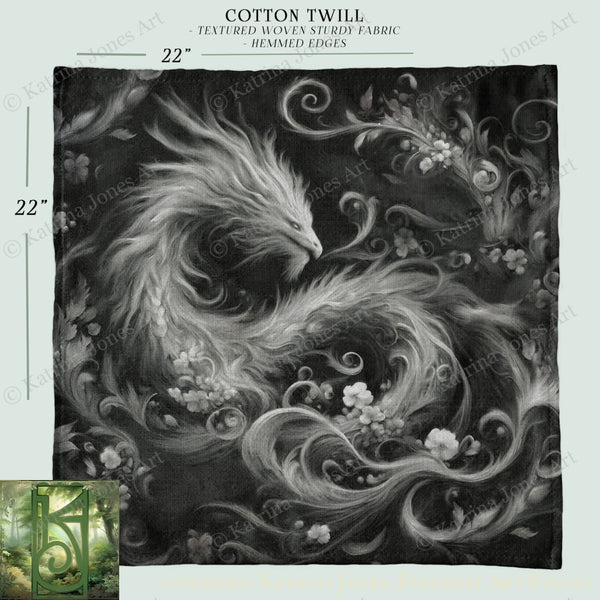 Dragon Dream White Square Altar Cloth Tarot Mat Altar Cloth Square