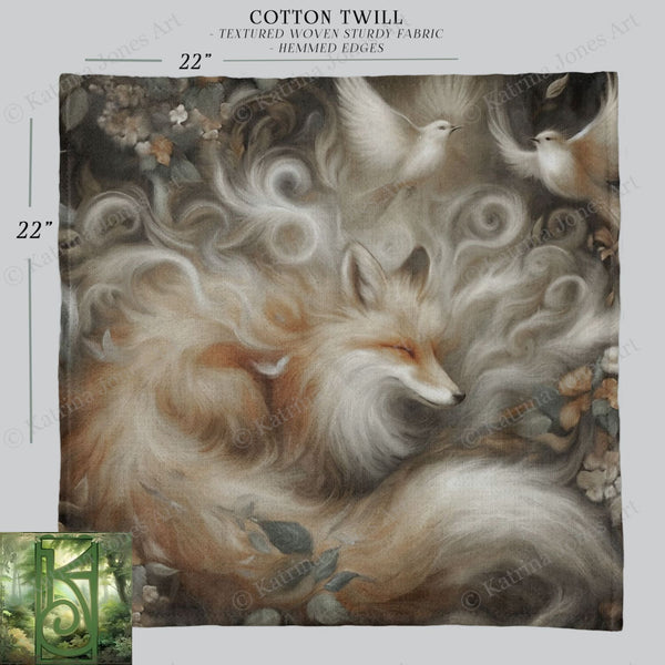 a painting of a fox and two birds