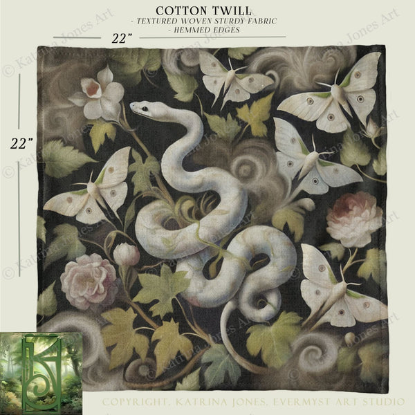 a painting of a white snake surrounded by flowers