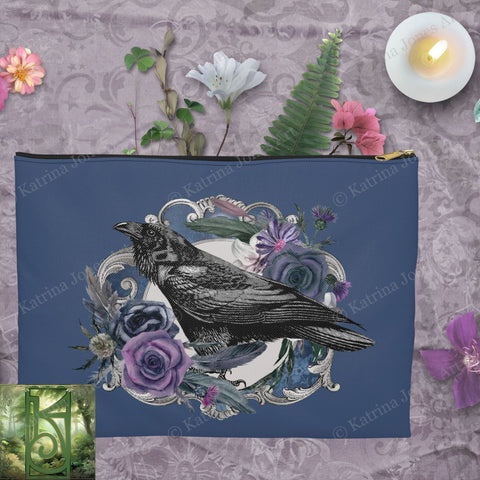 Dark Beauty Raven Accessory Zippered Pouch Purse Tarot Oracle Deck Makeup Zip Cosmetic Bag Crow