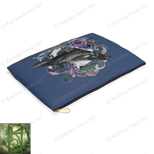 Dark Beauty Raven Accessory Zippered Pouch Purse Tarot Oracle Deck Makeup Zip Cosmetic Bag Crow