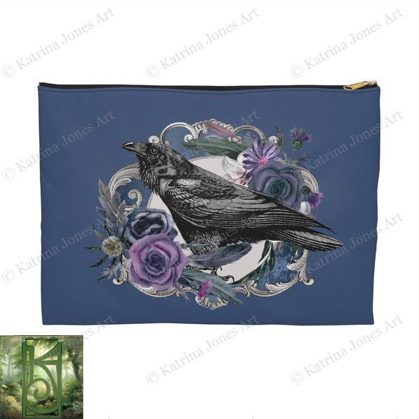 Dark Beauty Raven Accessory Zippered Pouch Purse Tarot Oracle Deck Makeup Zip Cosmetic Bag Crow