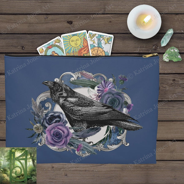 Dark Beauty Raven Accessory Zippered Pouch Purse Tarot Oracle Deck Makeup Zip Cosmetic Bag Crow