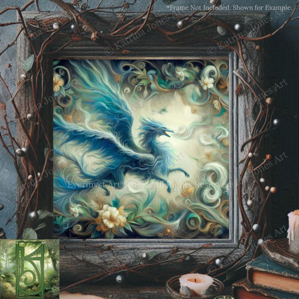 a painting of a blue bird in a frame