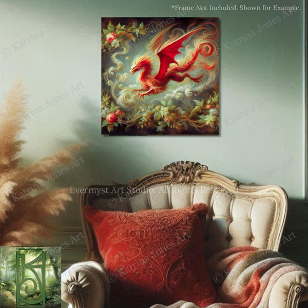 a living room with a couch and a painting on the wall