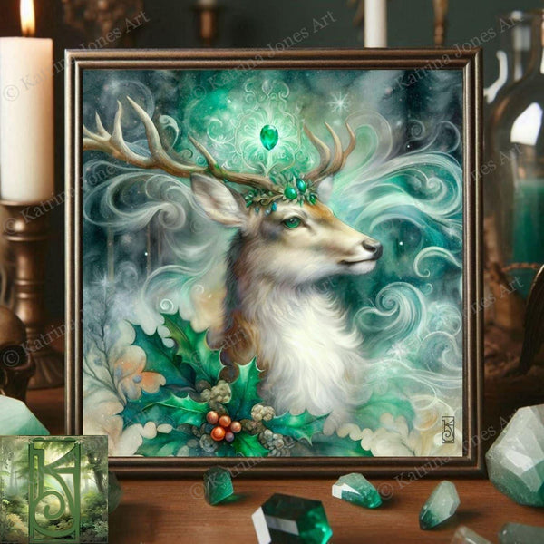 Enchanted Animal Spirit Deer Painting Art Print