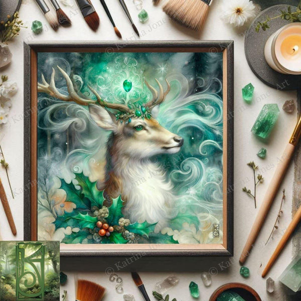 Enchanted Animal Spirit Deer Painting Art Print