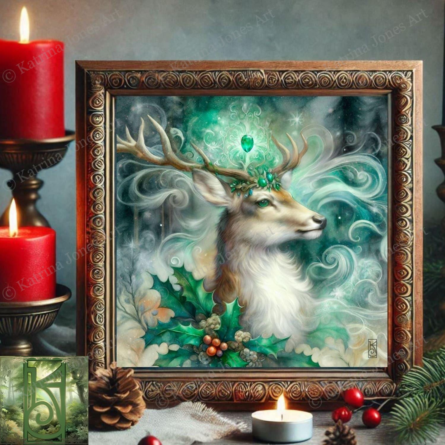 Enchanted Animal Spirit Deer Painting Art Print