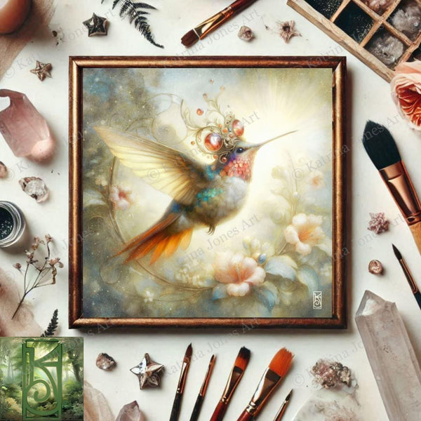 Enchanted Animal Spirit Hummingbird Painting Art Print