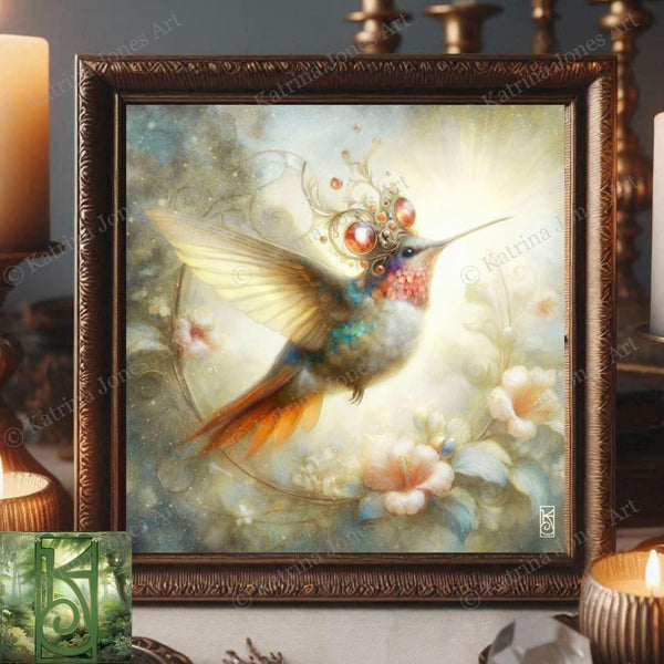 Enchanted Animal Spirit Hummingbird Painting Art Print