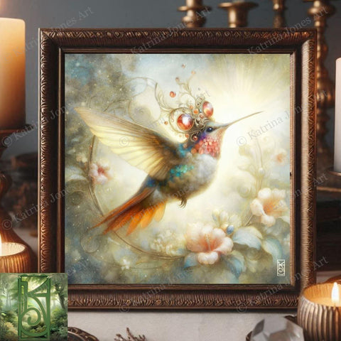 Enchanted Animal Spirit Hummingbird Painting Art Print