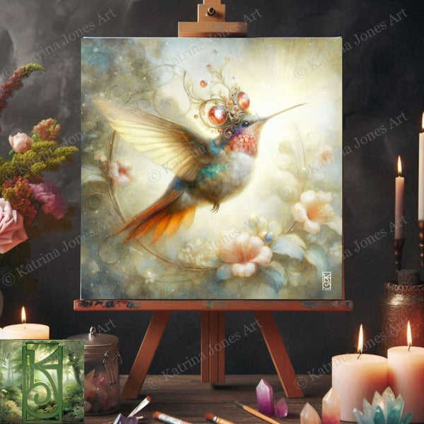 Enchanted Animal Spirit Hummingbird Painting Art Print