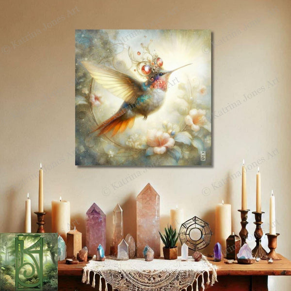 Enchanted Animal Spirit Hummingbird Painting Art Print