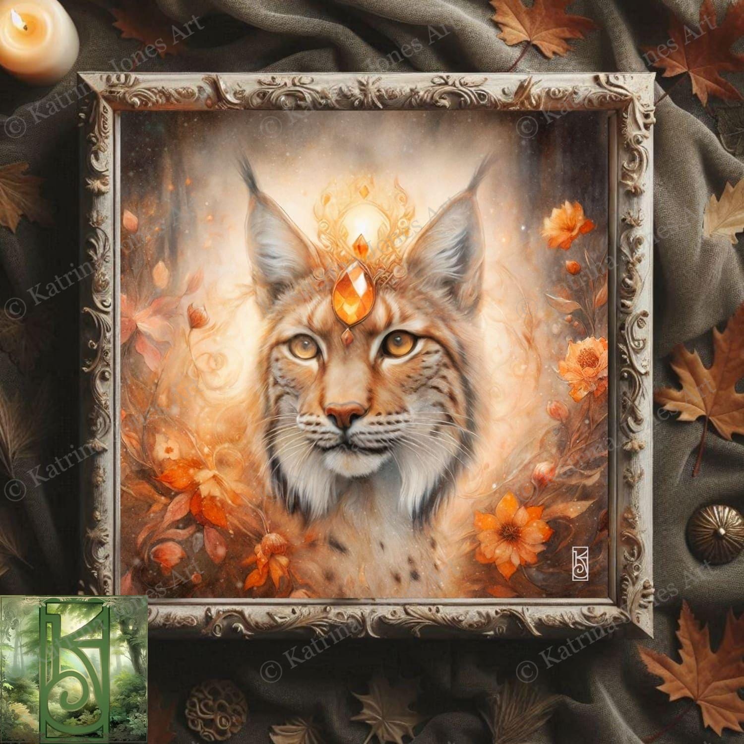 Enchanted Animal Spirit Lynx Painting Art Print