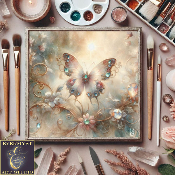 Enchanted Animal Spirit Butterfly Painting Art Print