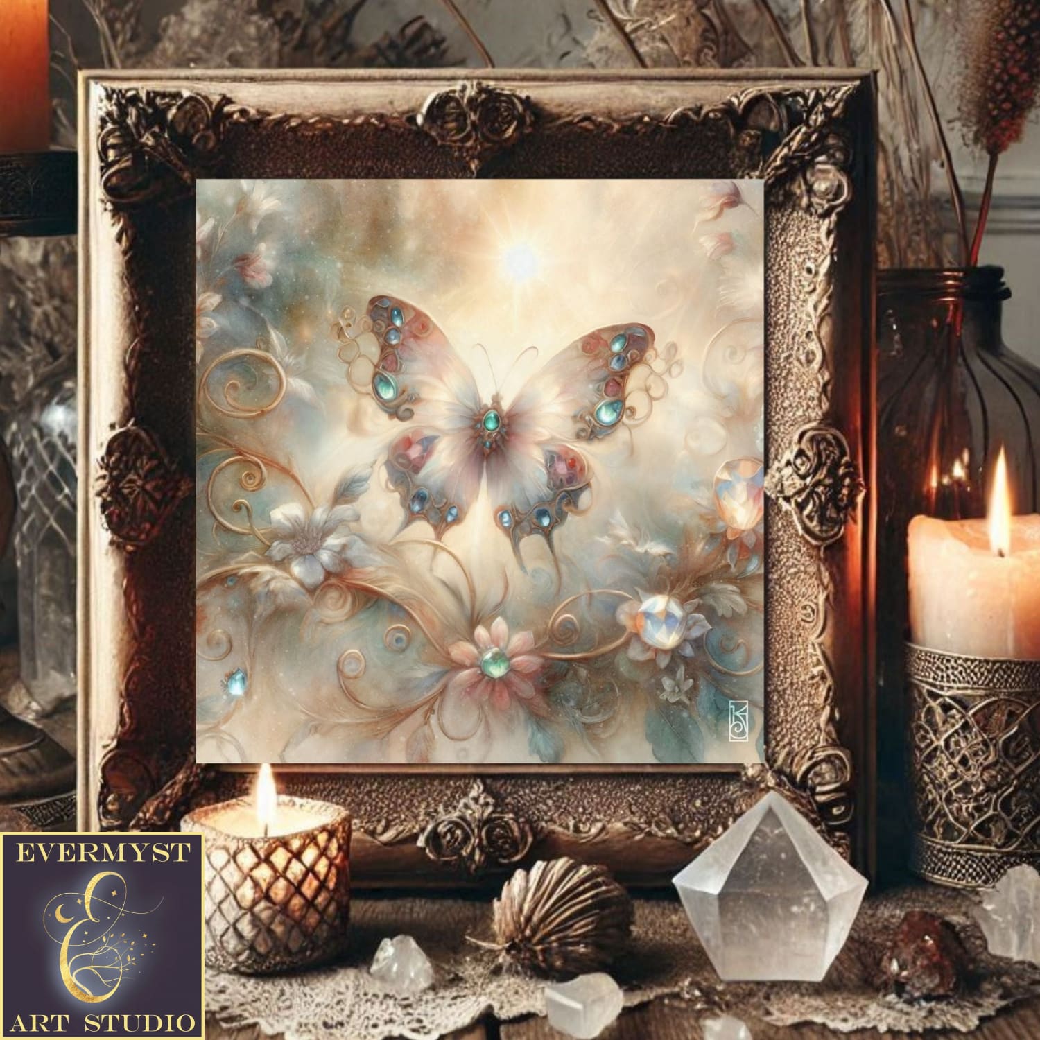 Enchanted Animal Spirit Butterfly Painting Art Print