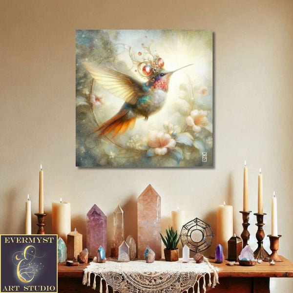 Enchanted Animal Spirit Hummingbird Painting Art Print