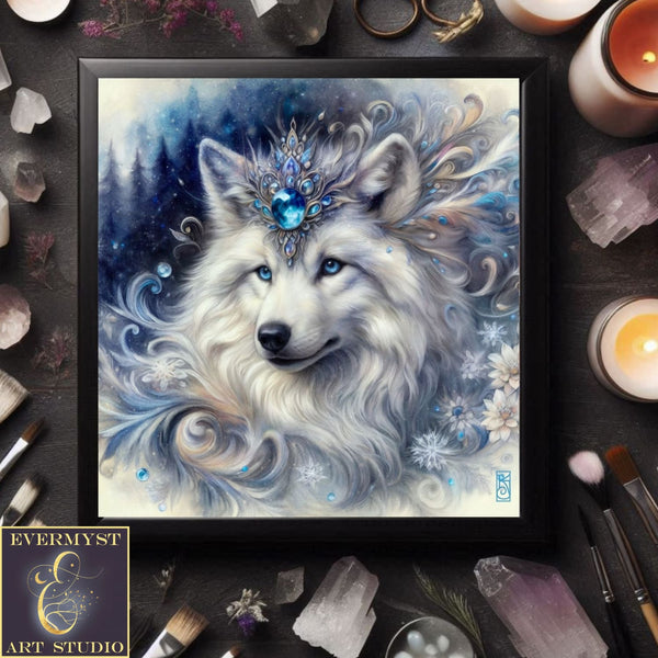 Enchanted Animal Spirit Wolf Painting Art Print