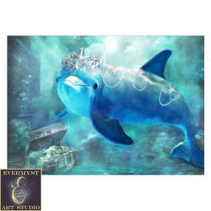 Enchanted Dolphin Greeting Card Blank Fantasy Art 1