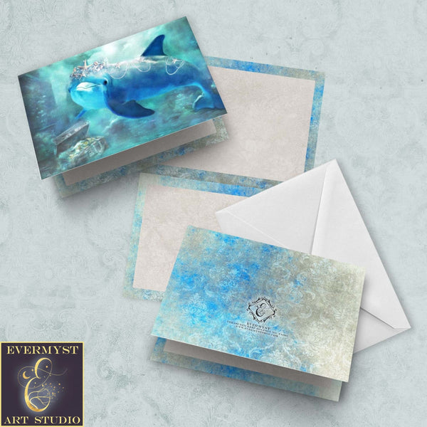 Enchanted Dolphin Greeting Card Blank Fantasy Art