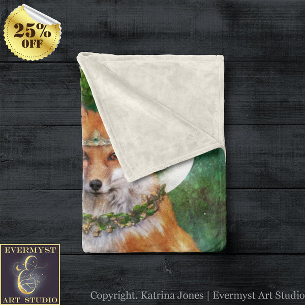 Enchanted Fantasy Fox Plush Fleece Minky Throw Blanket Woodland Wildlife Bedding Eclectic Boho Decor